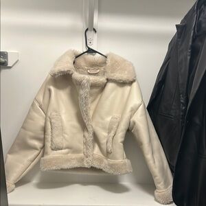 Women's Cream Faux Fur Jacket